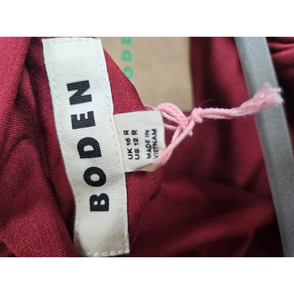 Boden Bunched Bardot Red Off Shoulder Maxi Dress Lenzing 12R NEW